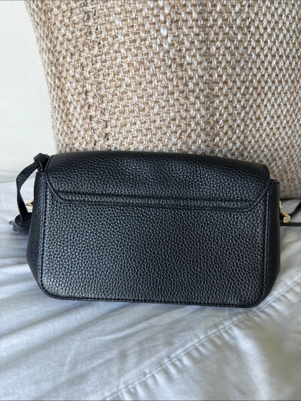Tory Burch Black Pebbled Leather Crossbody with Tassel Charm